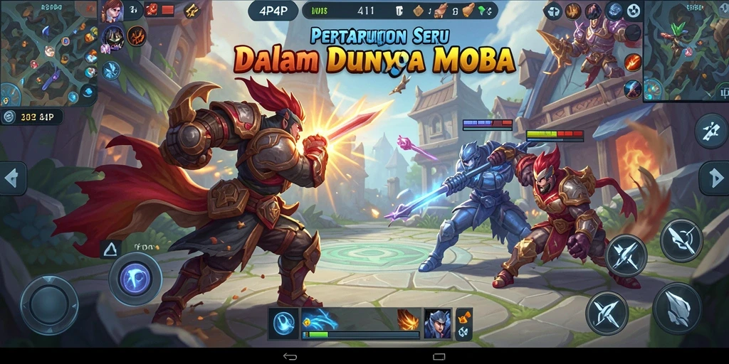 Tampilan menyerupai pertempuran epik dalam game MOBA.