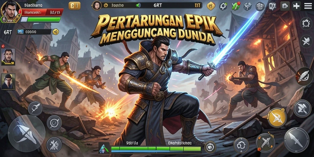 Tampilan menarik dari gameplay action 6RT yang mendebarkan.