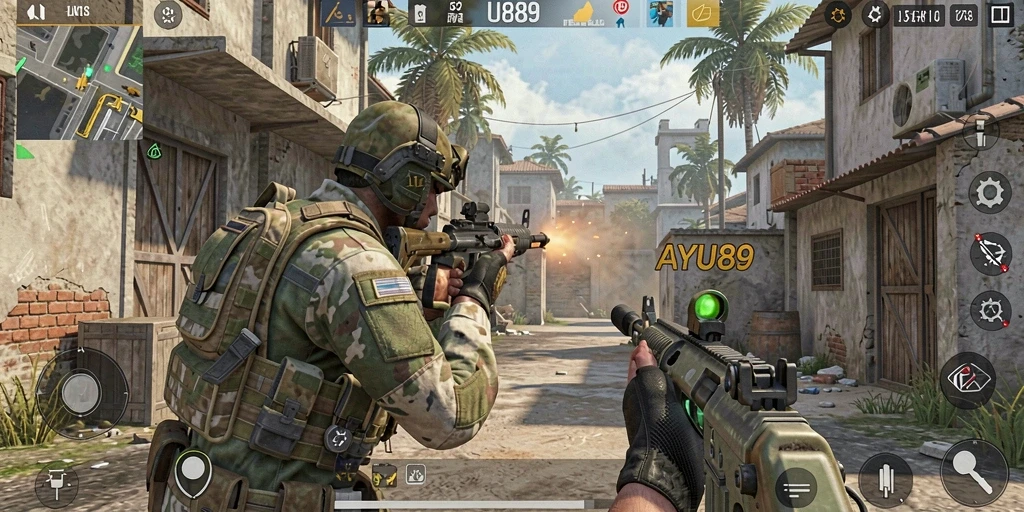 Tampilan gameplay AYU89 yang mengesankan dalam pertempuran FPS.