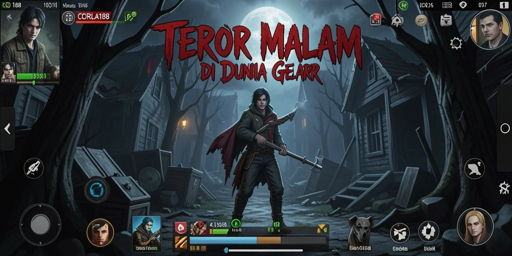 Screenshot gameplay CORLA188 menampilkan momen menegangkan saat menghadapi makhluk menyeramkan.