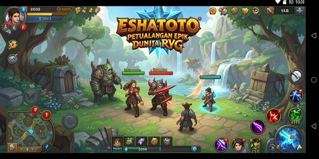 Screenshot ESHATOTO menampilkan aksi seru dalam pertempuran RPG.