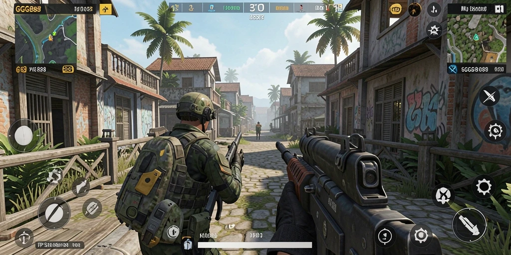 Screenshot GGG888 menampilkan aksi seru dalam permainan TPS.