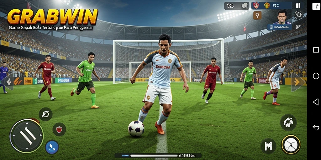 Screenshot menunjukkan momen seru dalam permainan sepak bola.
