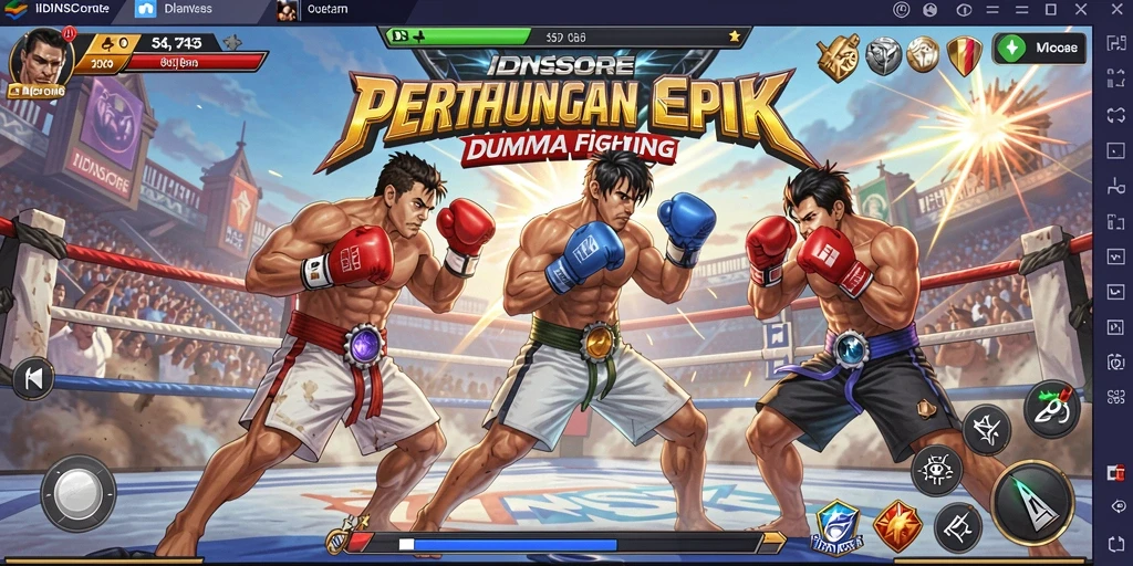 Screenshot gameplay IDNSCORE yang menunjukkan seru dan intensnya pertarungan.