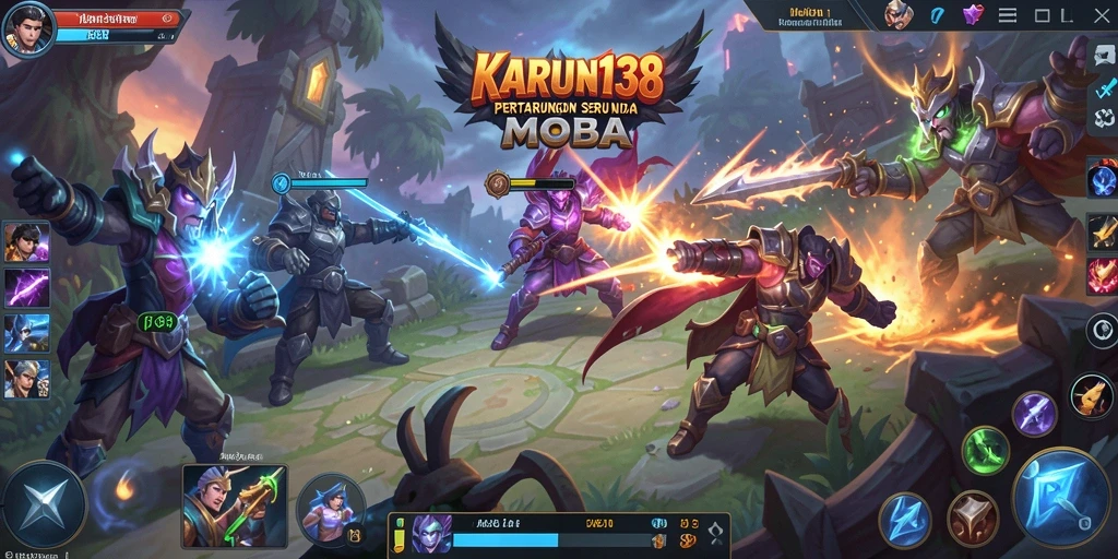 Gameplay seru di arena pertarungan MOBA KARUN138.
