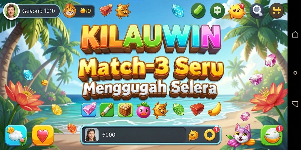 Tampilan gameplay seru KILAUWIN dengan teka-teki Match-3.