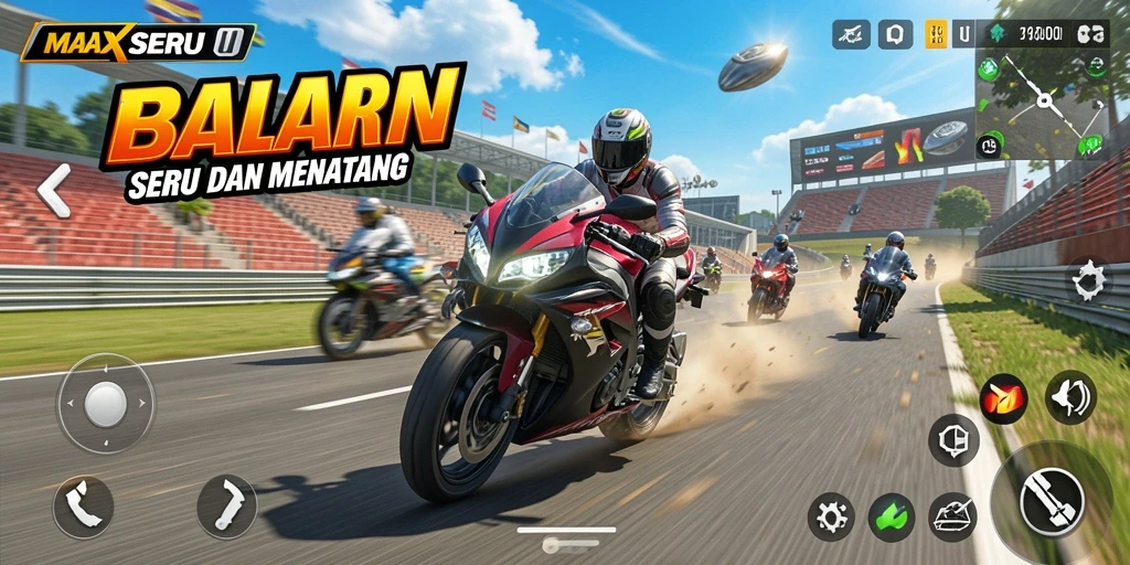 Tampilan gameplay <strong>MAXSERU</strong> yang mendebarkan saat berlomba.