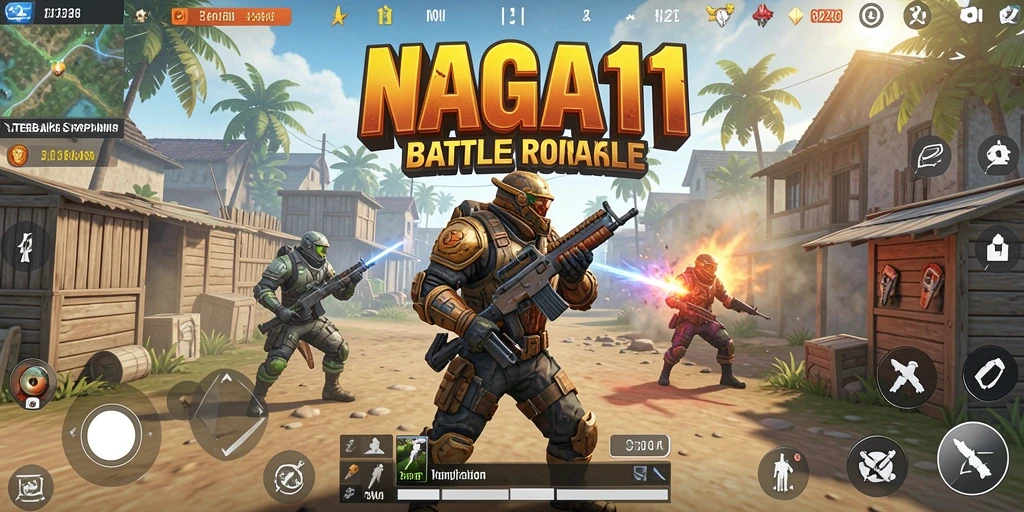 Screenshot permainan NAGA11 dengan aksi Battle Royale yang mendebarkan.