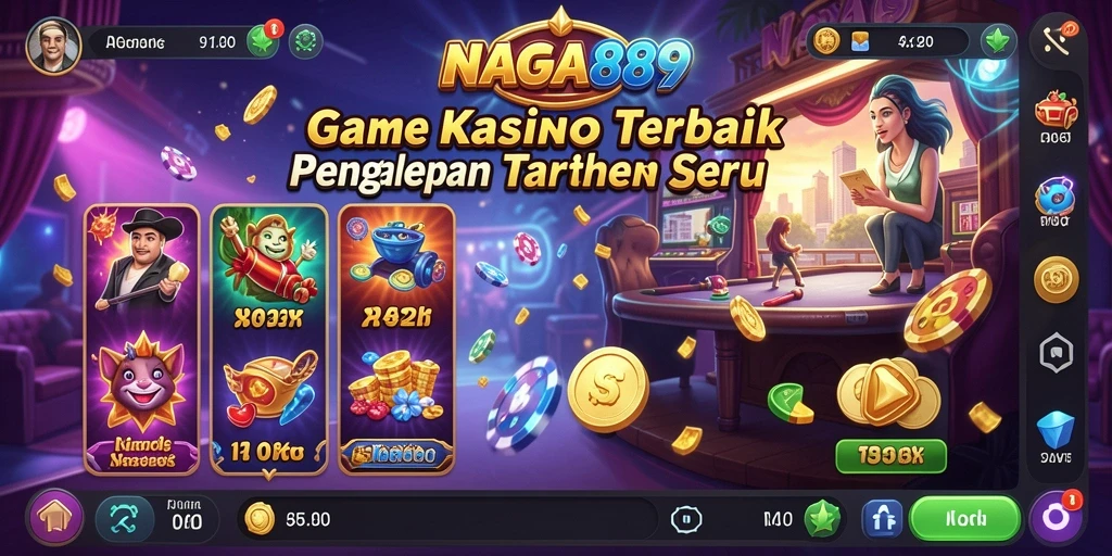 Gameplay mendebarkan NAGA889 dengan slot dan permainan meja.