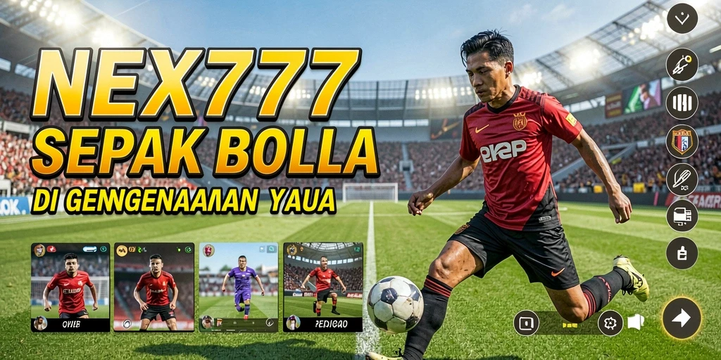 Tampilan gameplay NEX777 dengan aksi sepak bola yang intens.