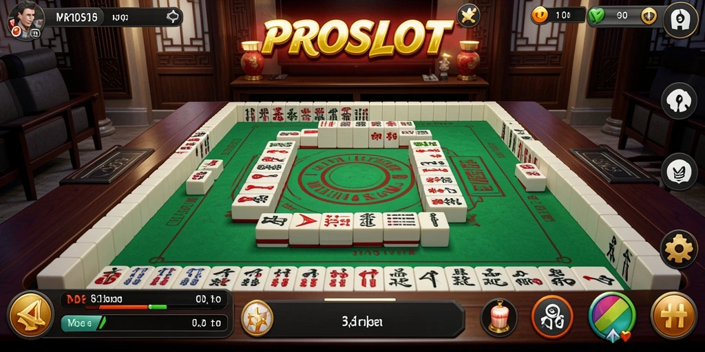 Tangkapan layar permainan PROSLOT dengan tampilan Mahjong yang menawan.